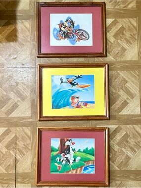 Warner Bros. Cartoon Trio Frames with Red and Yellow Mats